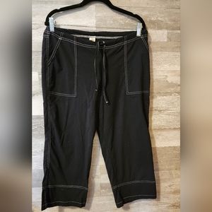 PRANA Black Capri Stretch Drawstring Pants Size XL